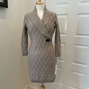 NWT Calvin Klein Sz S  Sweater Dress w/Shawl Collar & Buckle detail Retail $99